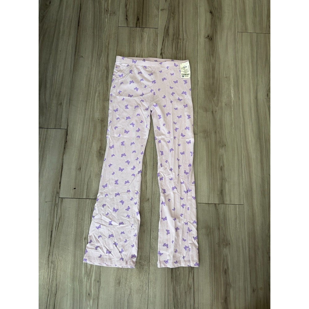 DKNY Leggings Pants Girls 10/12 Lilac Purple All Over Butterfly Print Lounge